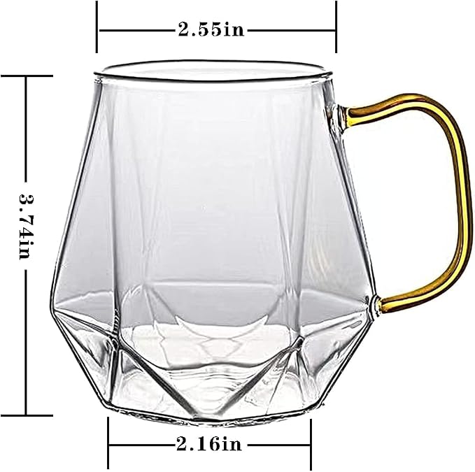 AEFPOYMXU 4pcs Crystal Clear Glass Coffee Cups Set