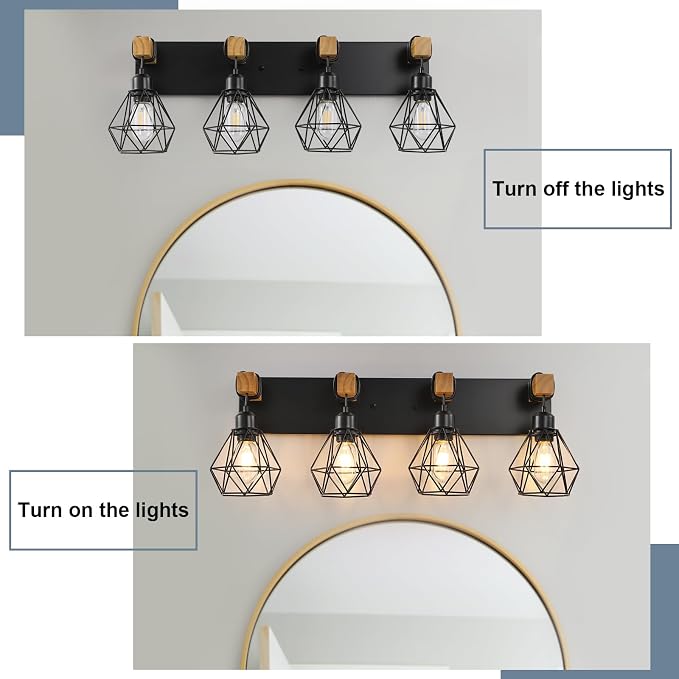 4 Light Farmhouse Vanity Light for Bathroom