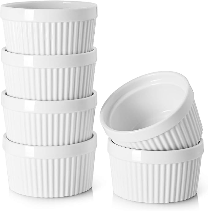 DOWAN Ramekins 12 oz Oven Safe, Creme Brulee Ramekin Souffle Dishes