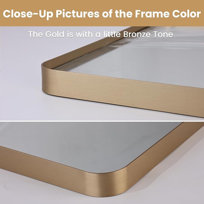 48”X36” Gold Bathroom Mirror