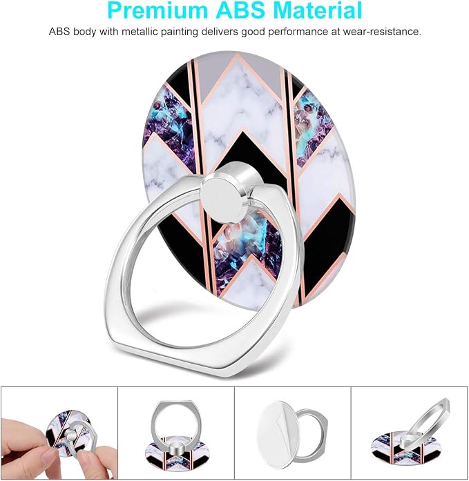 Bonoma Phone Ring Grip, 3 Pack Wave Geometric Marble 360 Degree Rotation 180