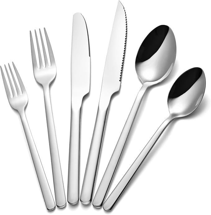 48-Piece Silverware Set with Steak Knives, Flatware Set