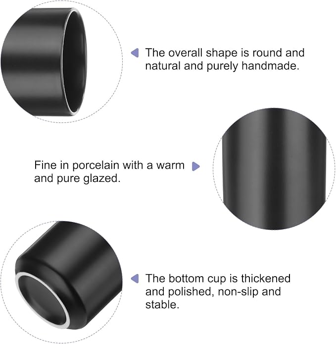 HARFINGTON 2pcs Japanese Ceramic Tea Cups 8oz / 240ml Simple Solid Color No