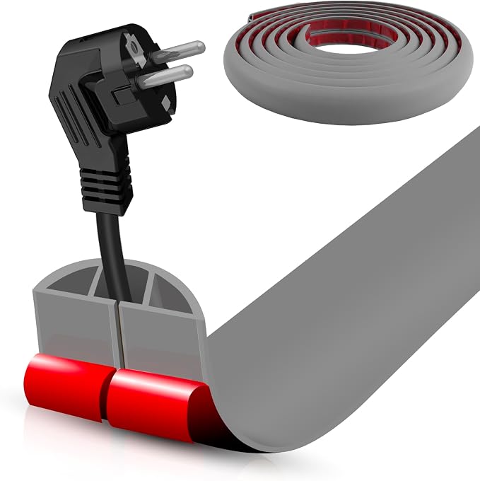 Floor Cord Cover Self Adhesive Cord Hider, 20FT Cable Management, Extension