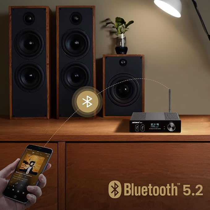 AIYIMA D03 Bluetooth 5.0 DAC Amplifier 150 Watt x 2 Stereo HiFi 2.1 CH Digital