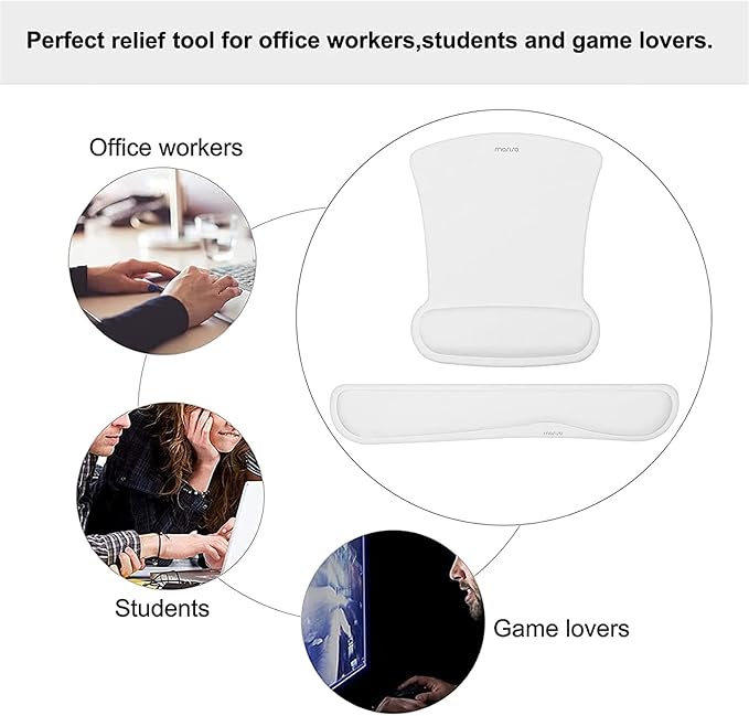 MOSISO Wrist Rest Support for Mouse Pad & Keyboard Set, Ergonomic Mousepad