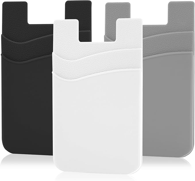 SS Card Holder for Phone Case, Phone Wallet Stick on Adhesive Silicone Cell