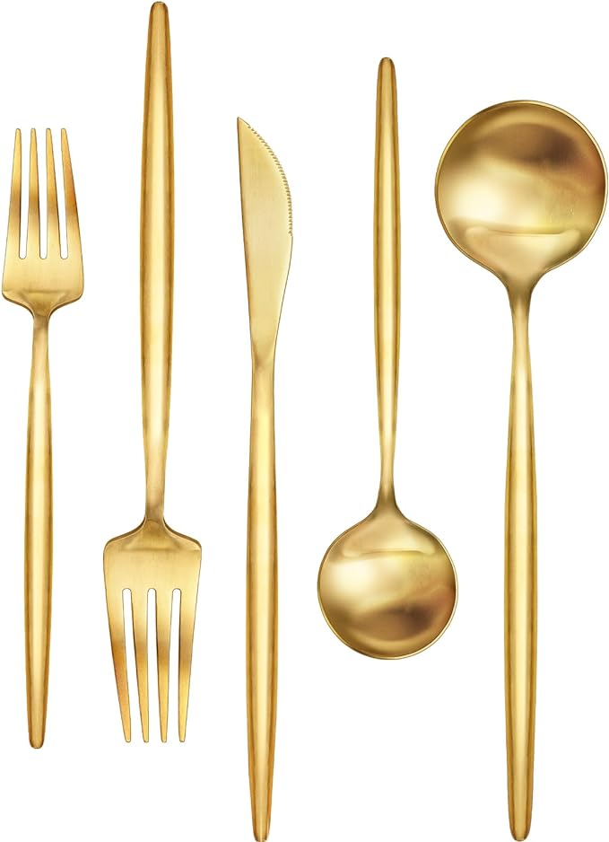 30-Piece Gold Silverware Set, Flatware Set
