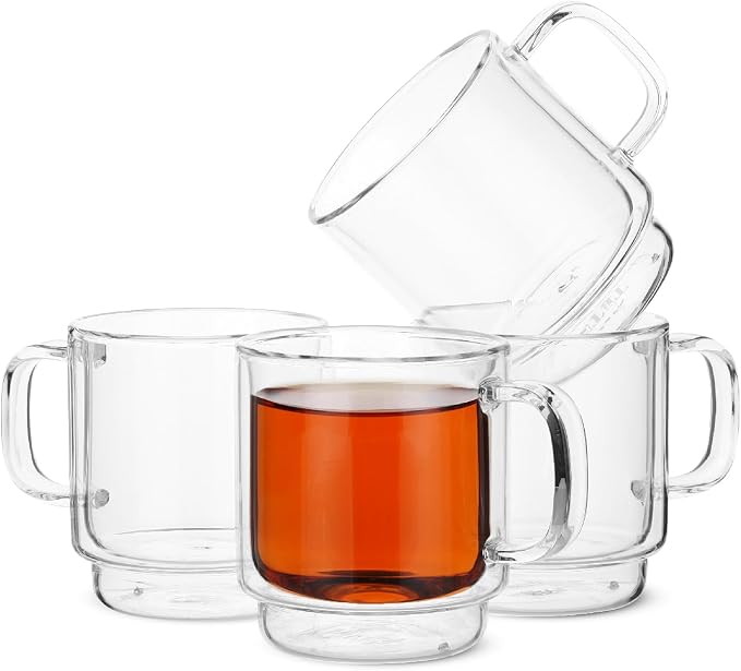 BTaT- Double Walled Stackable Espresso Cups, 5 oz, Double Wall Insulated