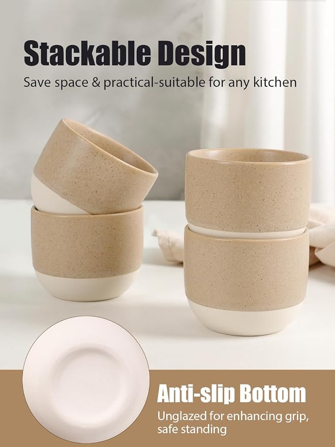 INGOFIN Ceramic Espresso Cup Set of 4-4.2 oz Espresso Cup