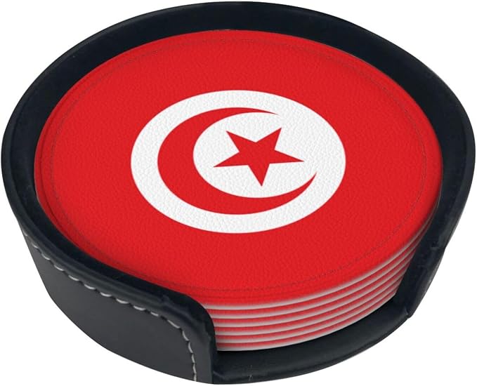 Tunisia Flag Coasters for Drinks