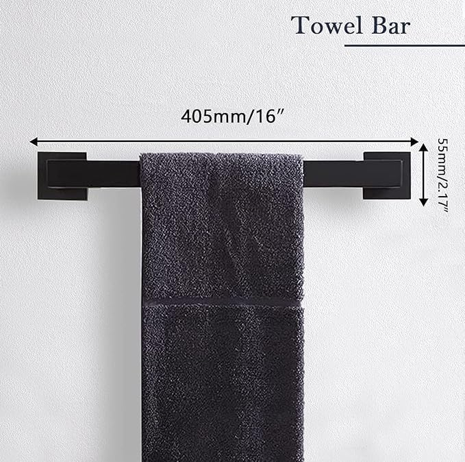 Bathroom Accessories Towel Bar Set: 20 Pieces Matte Black Bathroom