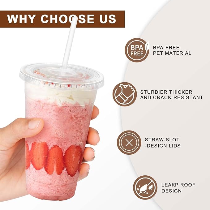 Clawsoff 100 Pack 20 oz Disposable Clear Plastic Cups