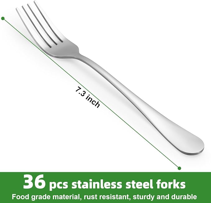 36 Piece Dinner Forks Set, Food-Grade Stainless Steel Forks Silverware