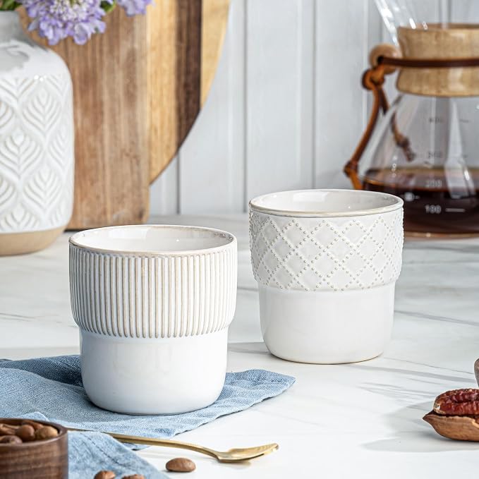 Espresso Cups Set of 2, 4oz Espresso Shot Cups, Mini Coffee Mugs Farmhouse Decor