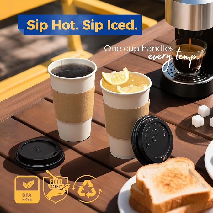 Fit Meal Prep 16 oz 100 Pack Disposable Coffee Cups
