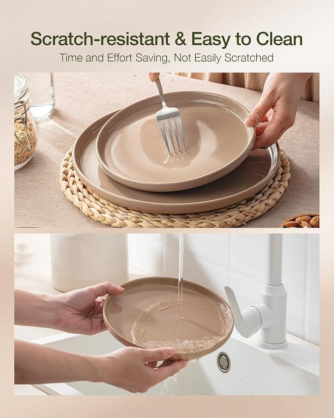 Famiware Milkyway 16-Piece Stoneware Plates and Bowls, Cinnamon Brown |
