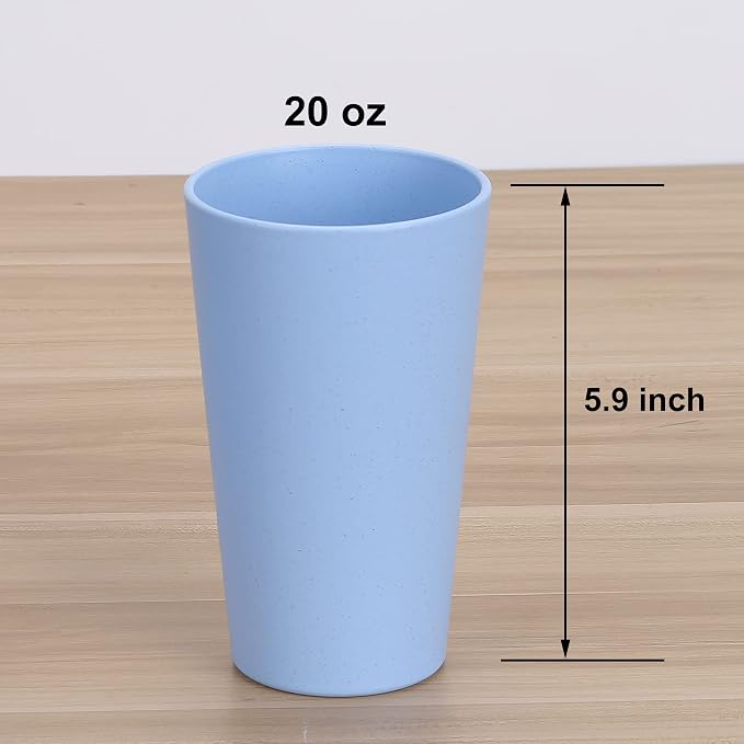 Wheat Straw Unbreakable Cup | 20 oz Reusable Water Drinking Glasses Sets of 10