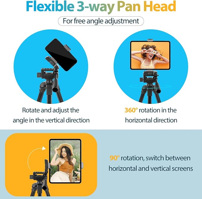Aureday Phone Tripod Stand, 64” Extendable Cell Phone&Camera Tripod