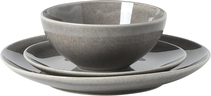 Gibson Elite Castle Peak Plates and Bowls Set, 12-Piece Dinnerware Set