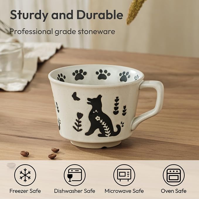 11 oz Ceramic Coffee Mug, Stoneware Teacup