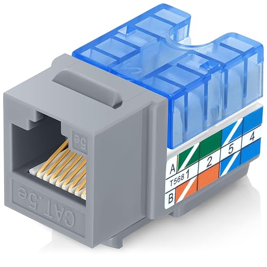 Everest 90° Angled RJ45 Cat5e Keystone Jacks 10-Pack in Gray