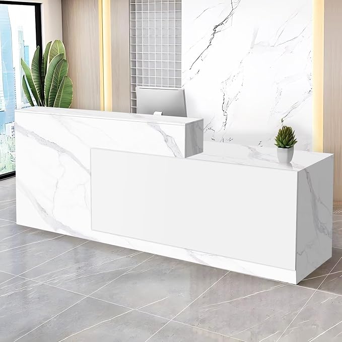 Reception Desk with Counter Modern Checkout Counter with Lockable Drawer