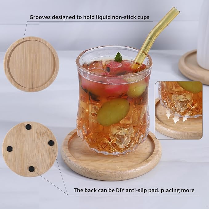 4 Inch Bamboo Drink Coasters Set