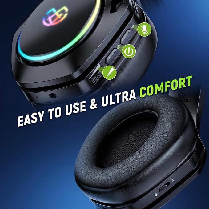 Wireless Gaming Headsets for Ps5 Ps4 PC, 2.4GHz USB & Type-C Gaming Headphones