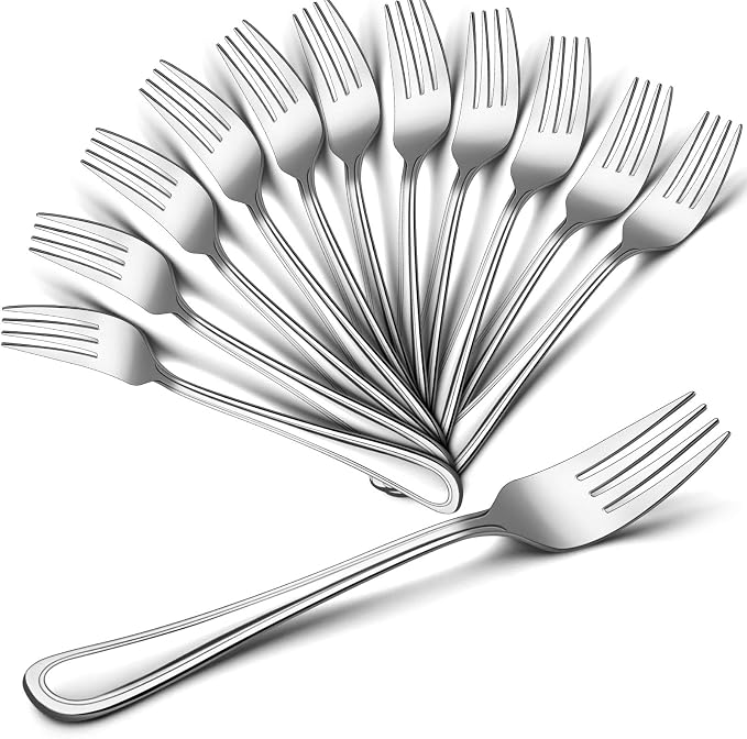 Dinner Forks Set of 12, E-far 7.9 Inch Stainless Steel Forks