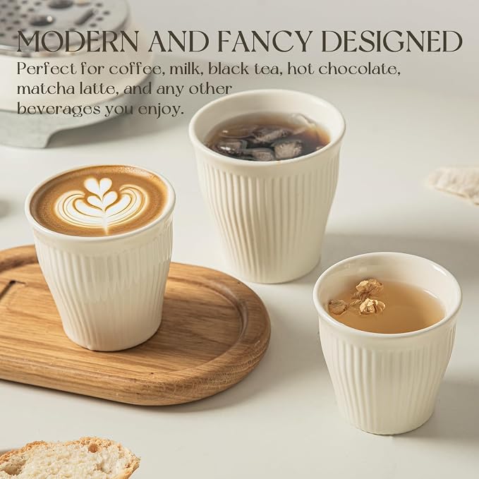 KEMORELA Espresso Cups Set of 3 – 5.5oz/7oz/10oz Ceramic Espresso Cups