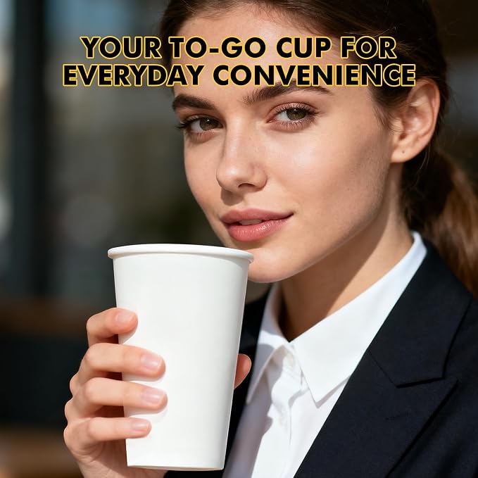 RACETOP 16 oz Coffee Cups, 200 Pack, Disposable Paper Hot Coffee Cup |