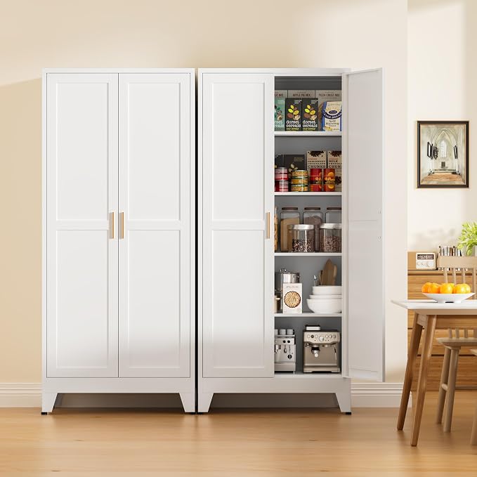 71” Tall Pantry Storage Cabinet, Kitchen Cabinets, Metal Cupboard