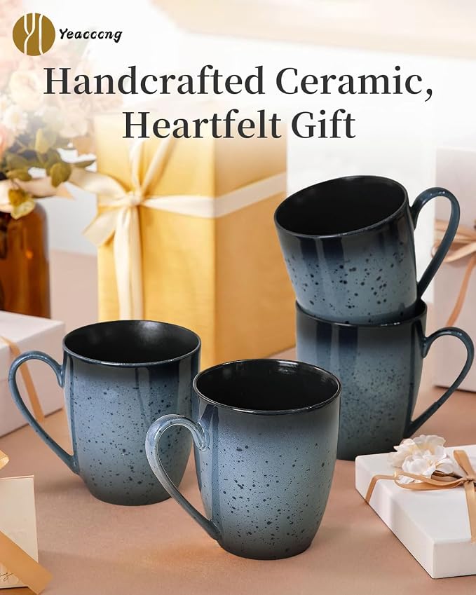 Yeacccng Modern Minimalist Coffee Mugs Set of 6, Cappuccino Cups Set, 16 Oz