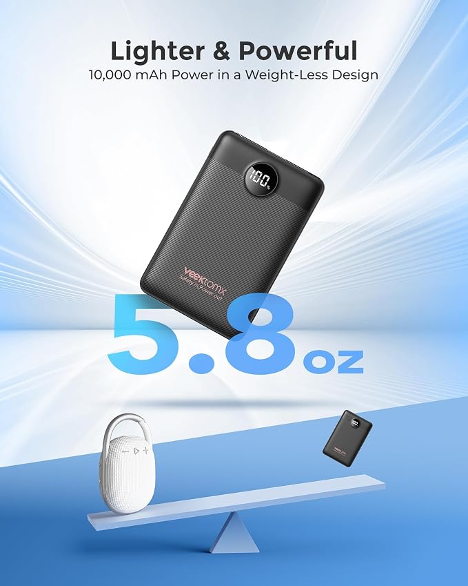 VEEKTOMX Mini Portable Charger 10000mAh, 22.5W Fast-Charging Portable Power