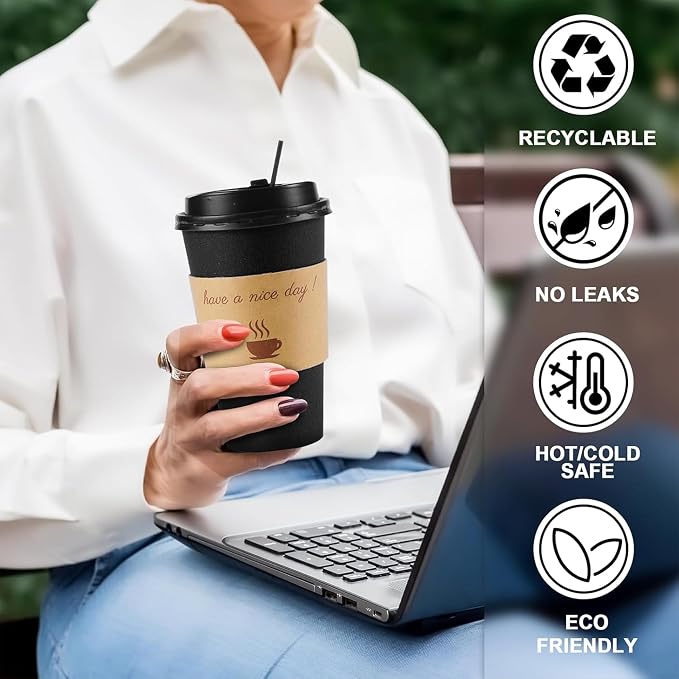 Clawsoff 100 Pack 12 oz Disposable Paper Coffee Cups