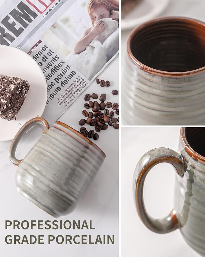 HASENSE 20 Oz Coffee Mugs Set of 2, Porcealin Large Coffee Cups
