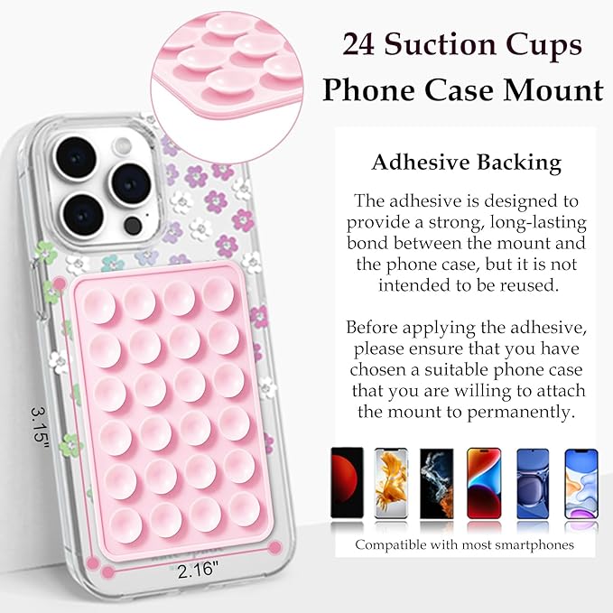 Silicone Suction Phone Case Mount 3 Pack, Silicon Adhesive Suction Cup Phone