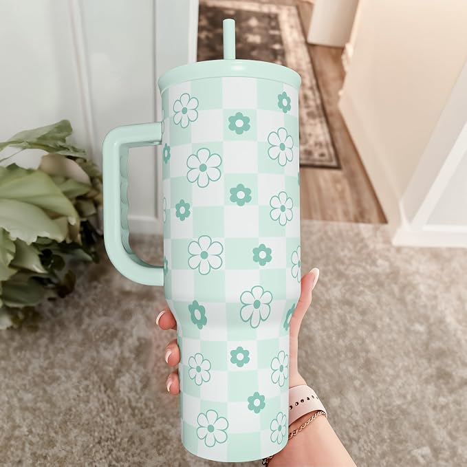 SANDJEST 40oz Daisy Flower Tumbler