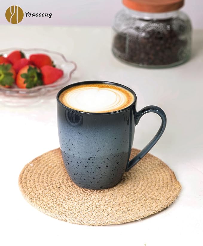 Yeacccng Modern Minimalist Coffee Mugs Set of 6, Cappuccino Cups Set, 16 Oz