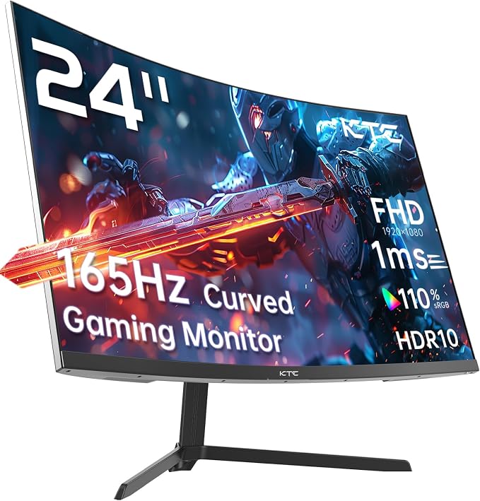 KTC 24 inch 1500R Curved Gaming Monitor 165Hz 1ms FHD 1080p VA Tilt Adaptive