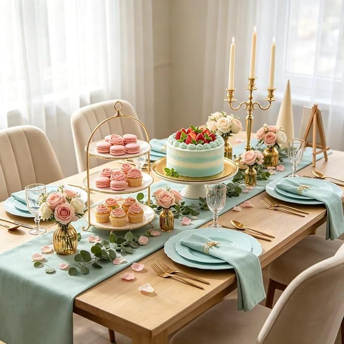 60pcs Mint Green Plastic Plates