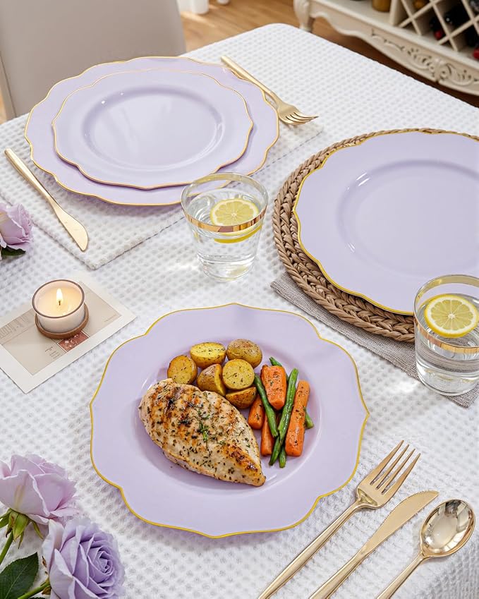 bUCLA 180PCS Purple Plastic Plates