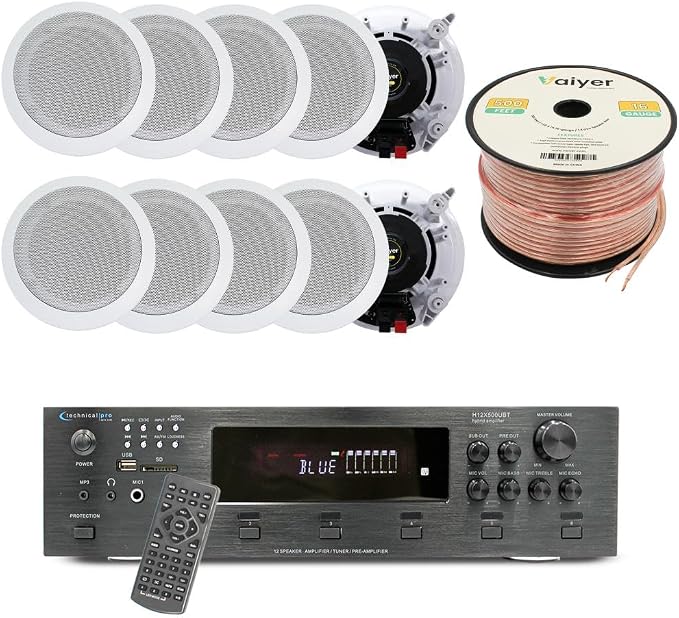 Vaiyer Home Audio System Kit, 6-Channel 6000 Watts Bluetooth Amplifier