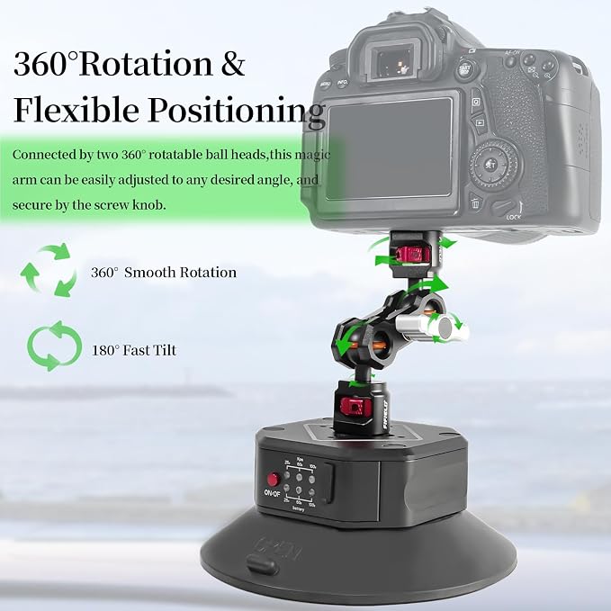 FIFIELD 6in Electric Auto Pump Suction Cup Camera Mount