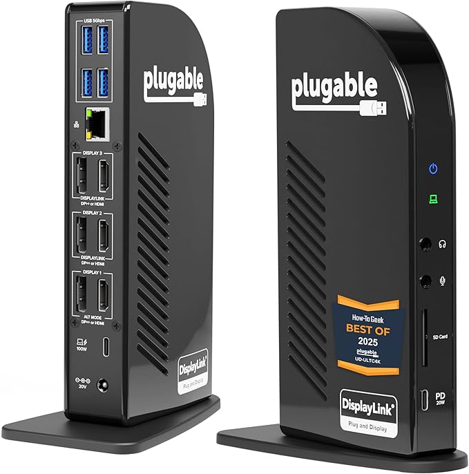 Plugable 13-in-1 USB C Docking Station 4K Triple Monitor