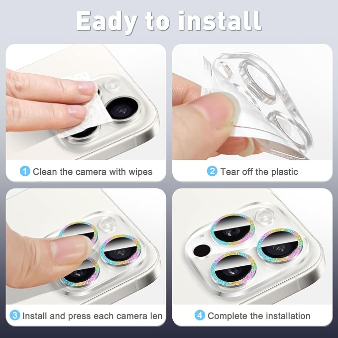 LucBuy 3PCS Sparkling Camera Lens Protector