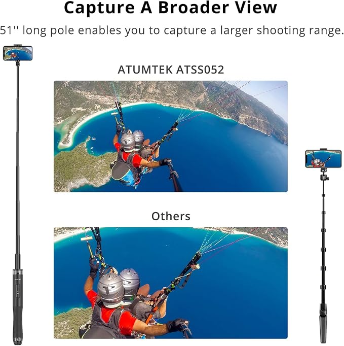 ATUMTEK 51" Selfie Stick Tripod, All in One Extendable Phone Tripod Stand