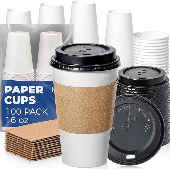 Fit Meal Prep 16 oz 100 Pack Disposable Coffee Cups