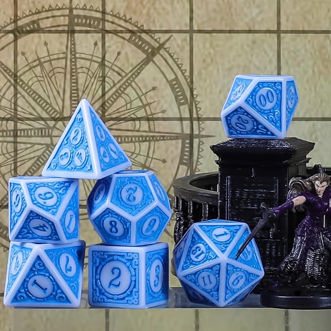 CiaraQ DND Dice with 5 Pouches, 5 Sets of Retro Polyhedral Dice